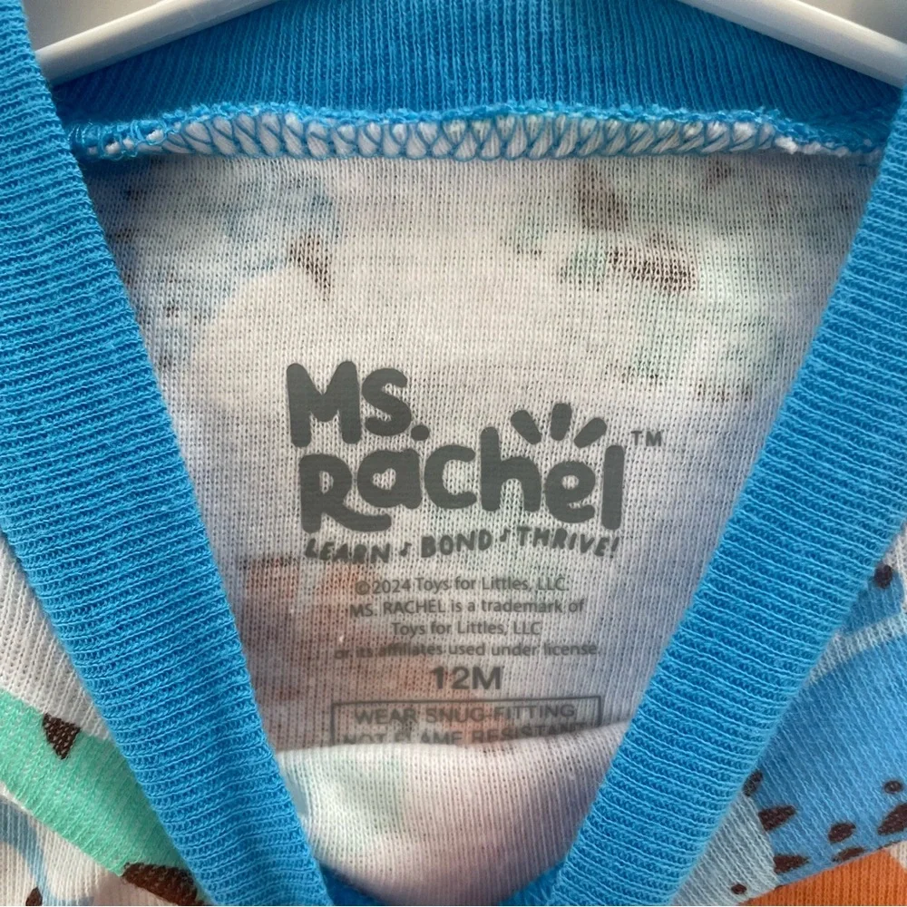 Ms. Rachel Toddler Boys Dinosaur Snug Fit 4-Piece Pajama Set 12 Months